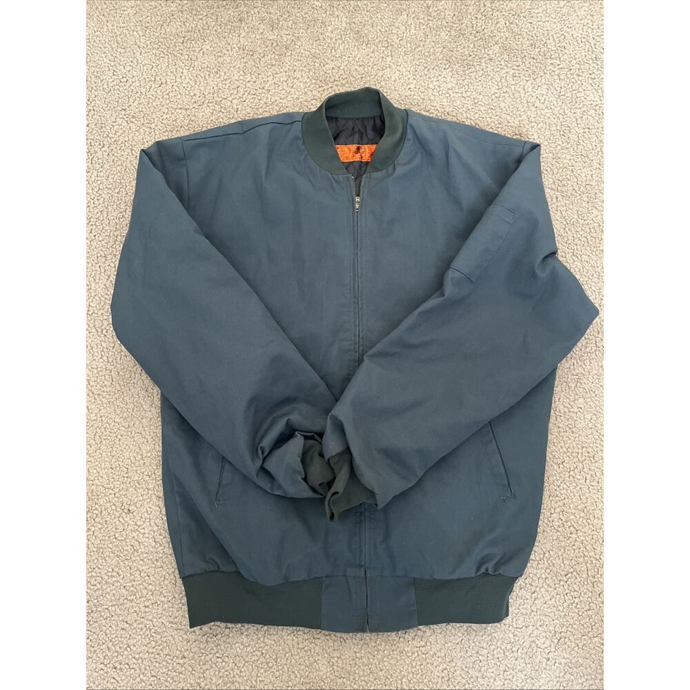 Vintage 1990s Red Kap Size L Mechanic Work Ykk Zipper Jacket Green Handyman
